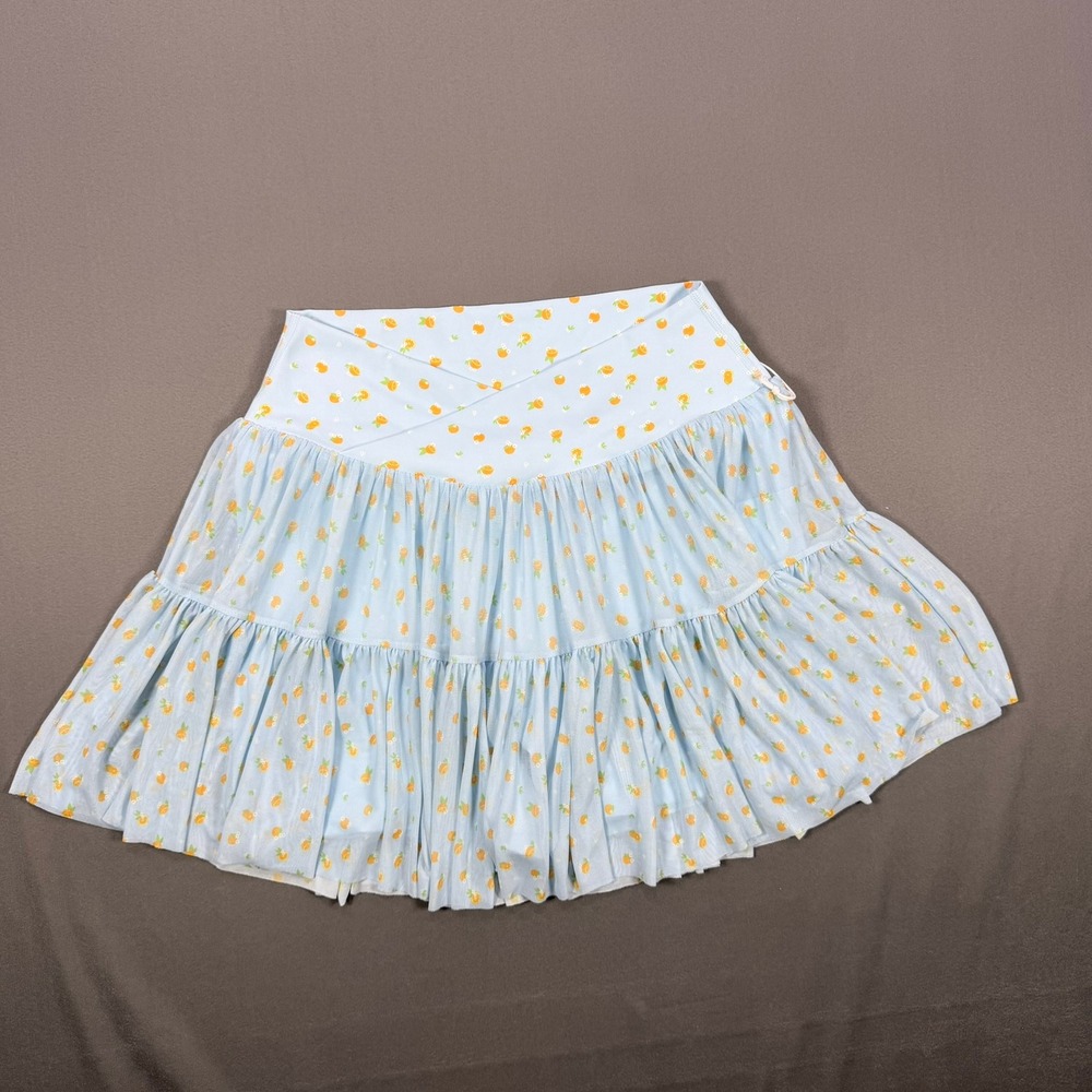 Blogilates Womens M Blue Citrus Recycled Poly Ballerina Skort Tiered Mesh Active